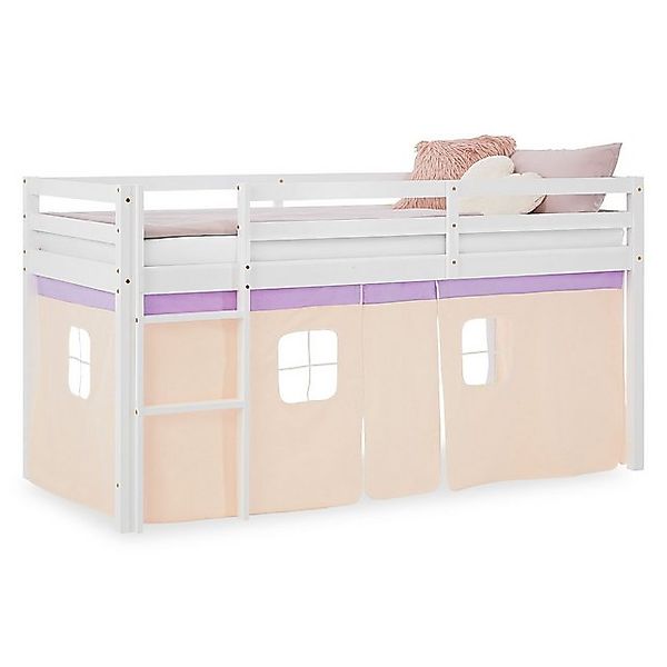 Homestyle4u Hochbett 90x200 Stockbett Kinderbett Holz Kiefer Weiß Lila Beig günstig online kaufen