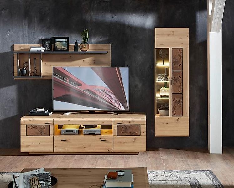 Wohnwand 3-tlg 285cm MADERA von Wohn-Concept Artisan Eiche / Hirnholz günstig online kaufen