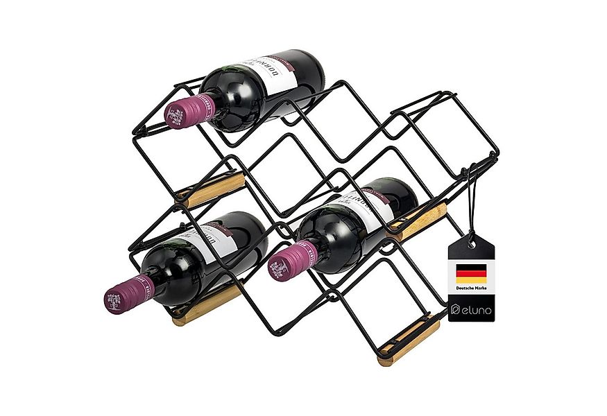eluno Weinregal Weinregal im 2er-Set für 5 Flaschen, aus Metall und Bambus, günstig online kaufen