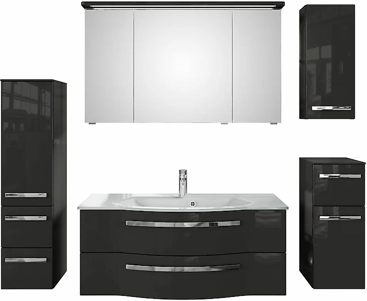 Saphir Badmöbel-Set "Serie 4005, vormontiert, Glaswaschbecken, Spiegelschra günstig online kaufen