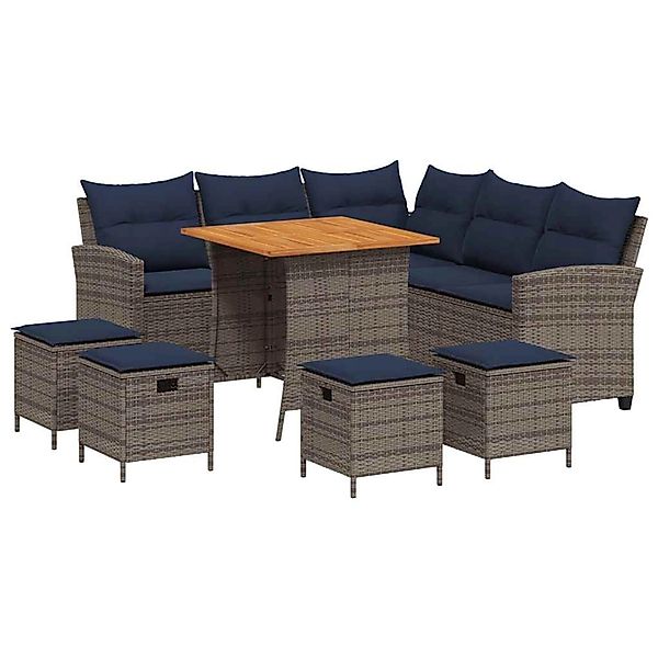 vidaXL 6-Tlg Garten-Sofagarnitur mit Kissen L-Form Grau Poly Rattan 3213544 günstig online kaufen