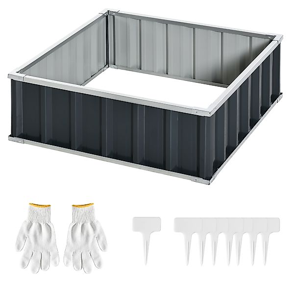 Outsunny Gartenbeet aus Stahl mit offenem Boden, Werkzeuglose Montage, Pfla günstig online kaufen
