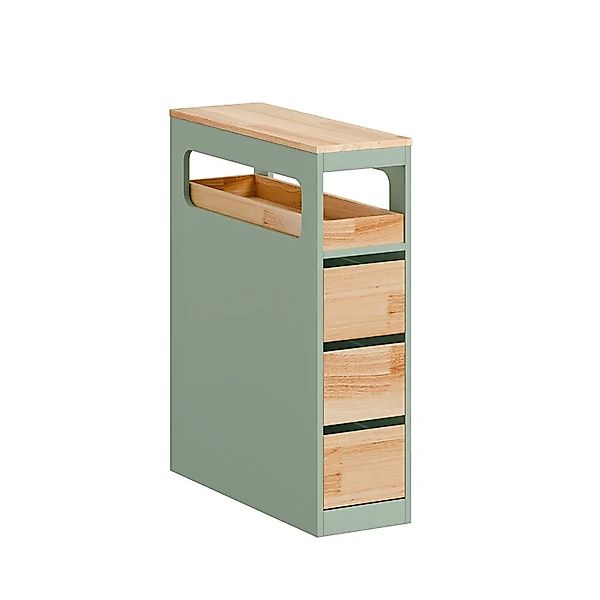 SoBuy Schmaler Badschrank mit 3 Schubladen Nischenschrank Rollwagen Grün 23 günstig online kaufen