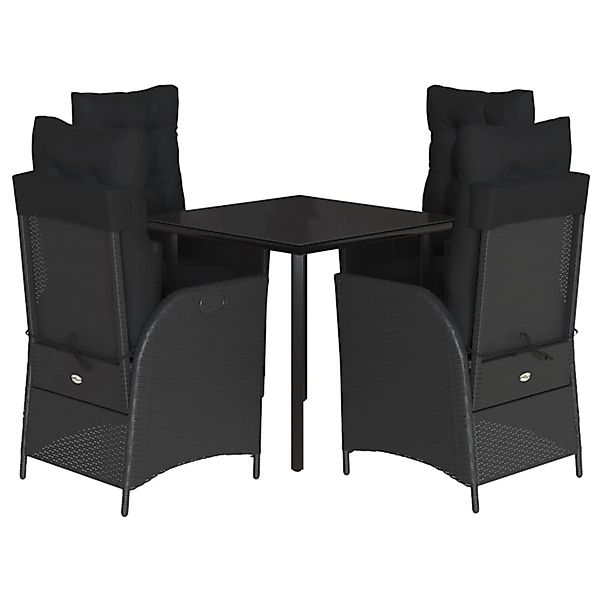 vidaXL 5-Tlg Garten-Essgruppe mit Kissen Schwarz Poly Rattan 3213400 günstig online kaufen
