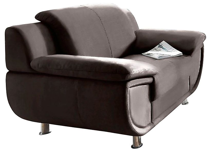 TRENDMANUFAKTUR Sessel "Rondo, Breite 121 cm, breite Armlehnen, Füße chromf günstig online kaufen