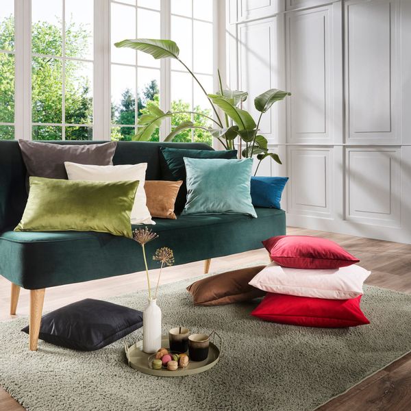 REDBEST Kissenbezug Kissenhülle "Kingsville", Nicky-Velours Uni günstig online kaufen