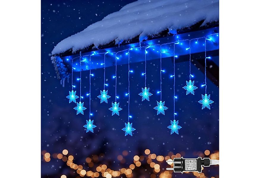 Rosnek LED-Lichtervorhang 12cm Schneeflocke Weihnachtsbeleuchtung, 8 Modi, günstig online kaufen