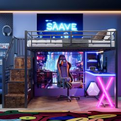 Flieks Hochbett LED Metallbett 140x200 mit günstig online kaufen