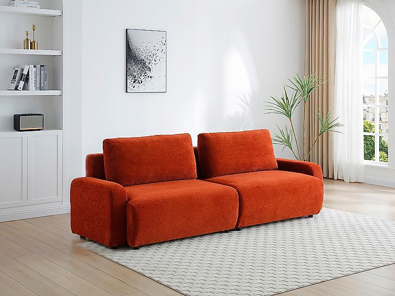 4-Sitzer Schlafsofa - Chenille-Stoff - Terrakotta - YOKIRA günstig online kaufen