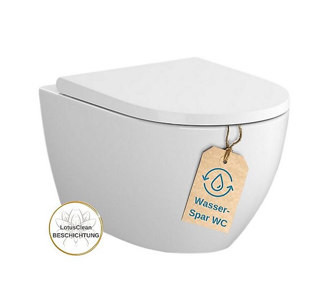 HGMBAD Tiefspül-WC Bartolo Wand-WC spülrandlos WC Sitz Schallschutz, Wand M günstig online kaufen