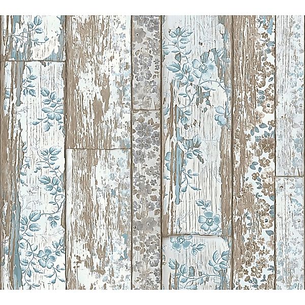 PROFHOME 361191-GU Holz Tapete Holzoptik Matt Blau Braun 0,53 m x 10,05 m 5 günstig online kaufen