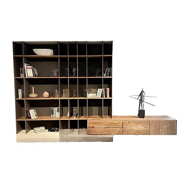 Anrei Anbauschrank Regalkombination Mit Lowboard Aus Bergfichte Gebürstet S günstig online kaufen