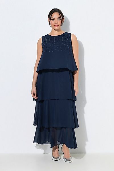 Ulla Popken Cocktailkleid Chiffon-Maxikleid Volants U-Boot-Ausschnitt günstig online kaufen