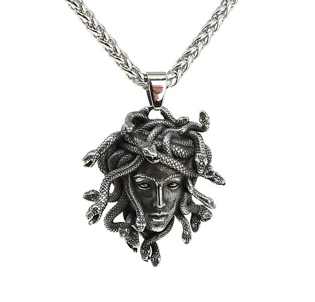 DALMARO Kette mit Anhänger Lederkette Edelstahlkette 316L MEDUSA, Herren Ha günstig online kaufen
