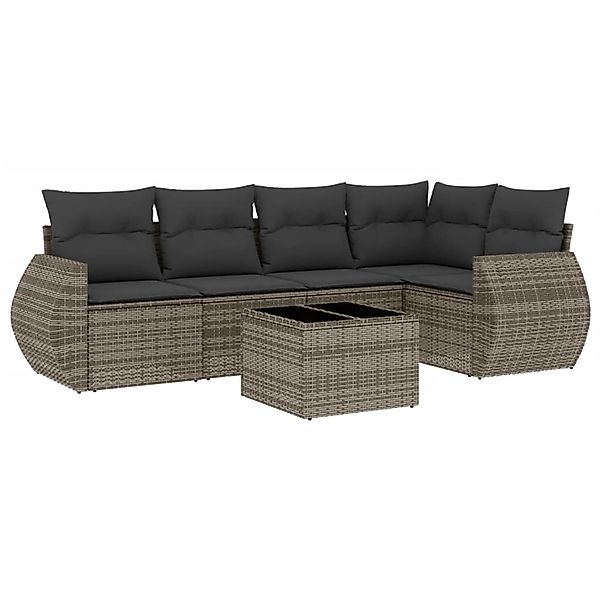 vidaXL 6-Tlg Garten-Sofagarnitur mit Kissen Grau Poly Rattan 3221339 günstig online kaufen