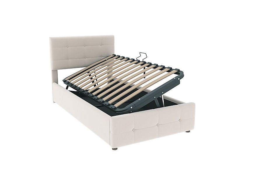 SOFTWEARY Stauraumbett mit Bettkasten und Lattenrost (90x200 cm), Kopfteil günstig online kaufen