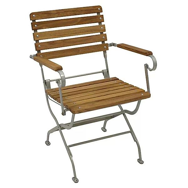 Gartenklappstuhl mit Armlehnen aus Robinie und Stahl 58 cm breit günstig online kaufen