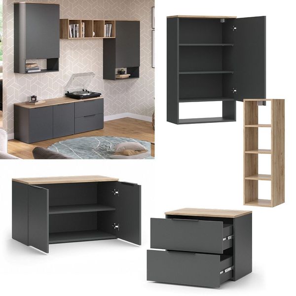 Vicco Wohnwand Wido, Anthrazit/Sonoma, 5 Teile günstig online kaufen