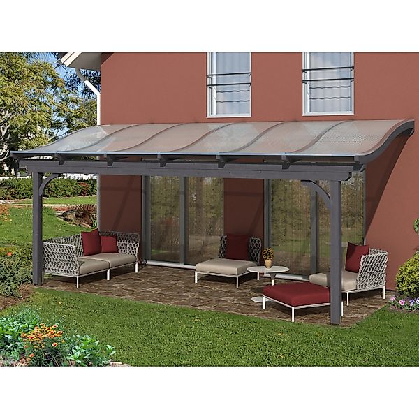 Skan Holz Terrassenüberdachung Verona 648 x 389 cm Leimholz Schiefergrau günstig online kaufen