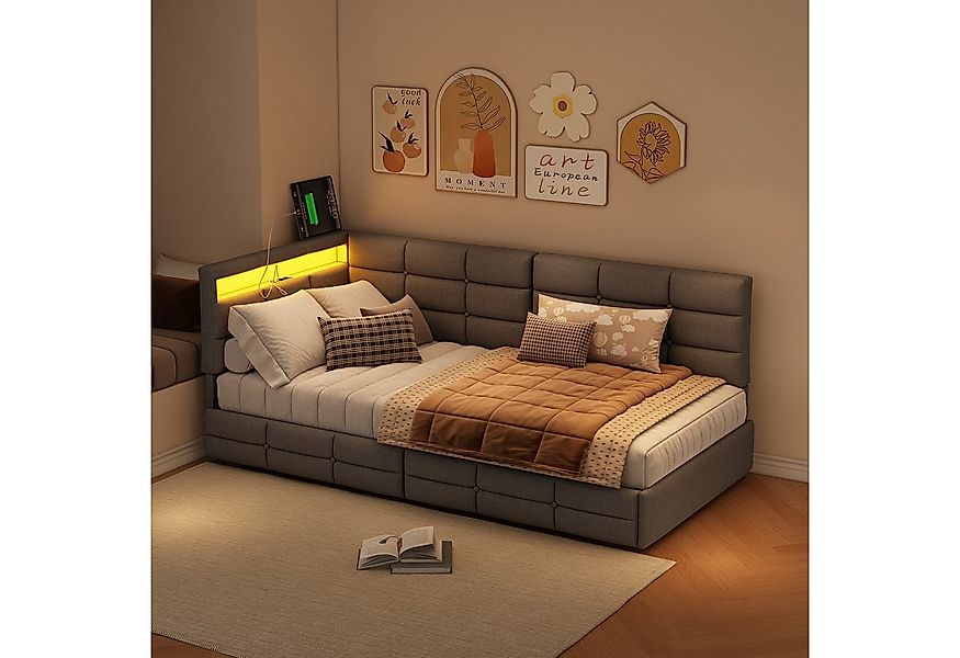 Gdood Polsterbett Doppelbett Daybett Tagesbett (Mit Steckdose & USB & TYPE- günstig online kaufen