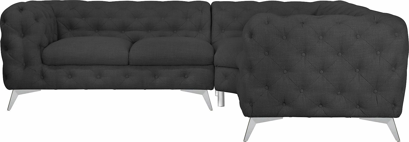 Leonique Chesterfield-Sofa "Ecksofa GLYNIS L-Form mit Wellenunterfederung, günstig online kaufen