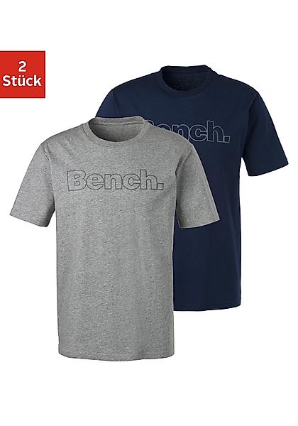Bench. Loungewear T-Shirt, (2 tlg.), Shirt mit Logoprint, Basicshirt mit Ru günstig online kaufen