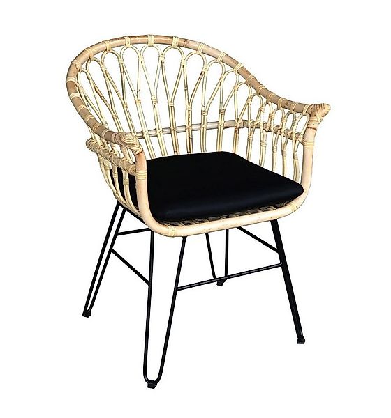 WOLF MÖBEL Esszimmerstuhl BALI Rattan Stuhl Cantigi inkl. Kissen schwarz (6 günstig online kaufen