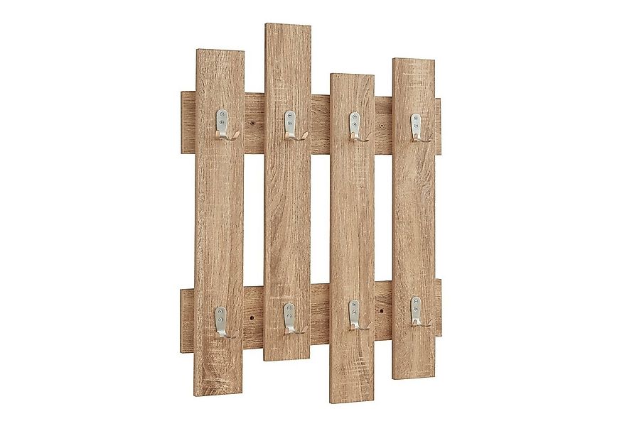 en.casa Wandgarderobe, »Raseborg« mit 16 Haken 60 x 80 cm Eicheoptik günstig online kaufen