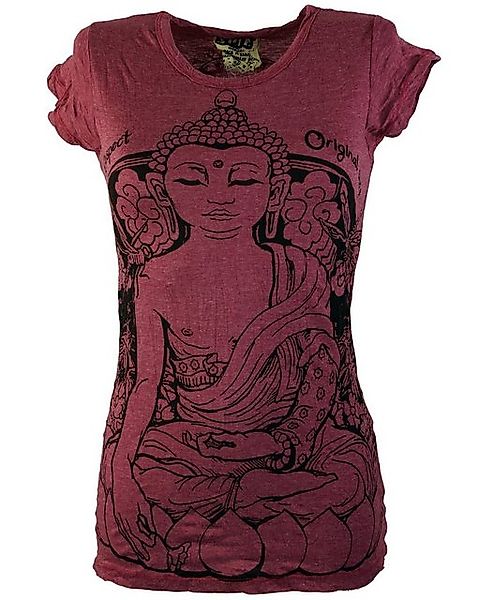 Guru-Shop T-Shirt Sure T-Shirt Meditation Buddha - bordeaux Festival, Goa S günstig online kaufen