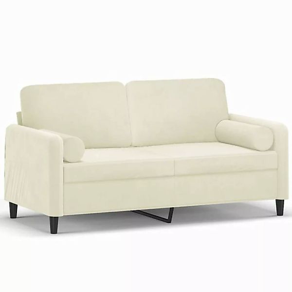 vidaXL Sofa, 2-Sitzer-Sofa mit Zierkissen Creme 140 cm Samt günstig online kaufen