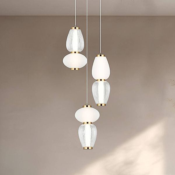 LED-Hängelampe Shiny, Ø 60 cm, klar/weiß, Glas günstig online kaufen