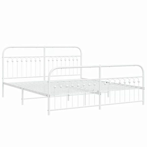 vidaXL Bett Bettgestell mit Kopf- und Fußteil Metall Weiß 183x203 cm günstig online kaufen