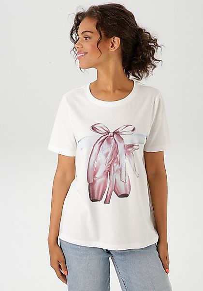 Aniston CASUAL T-Shirt mit Ballettschuhen verziertem Frontdruck günstig online kaufen
