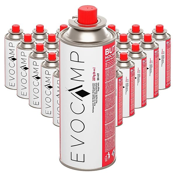 Evocamp Butan 28 Stück Gaskartusche 227g für Campingkocher Gasheizung und U günstig online kaufen