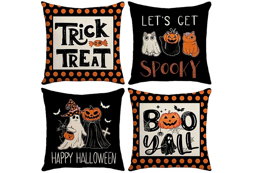 BTTO Kissenhüllen Halloween Kissenbezug 45X45cm, Quadratisch Dekokissen, (4 günstig online kaufen