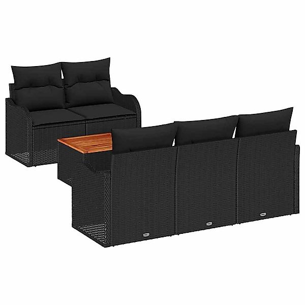vidaXL Garten-Sofa-Set 6-Tlg Schwarz Poly Rattan 3347394 günstig online kaufen