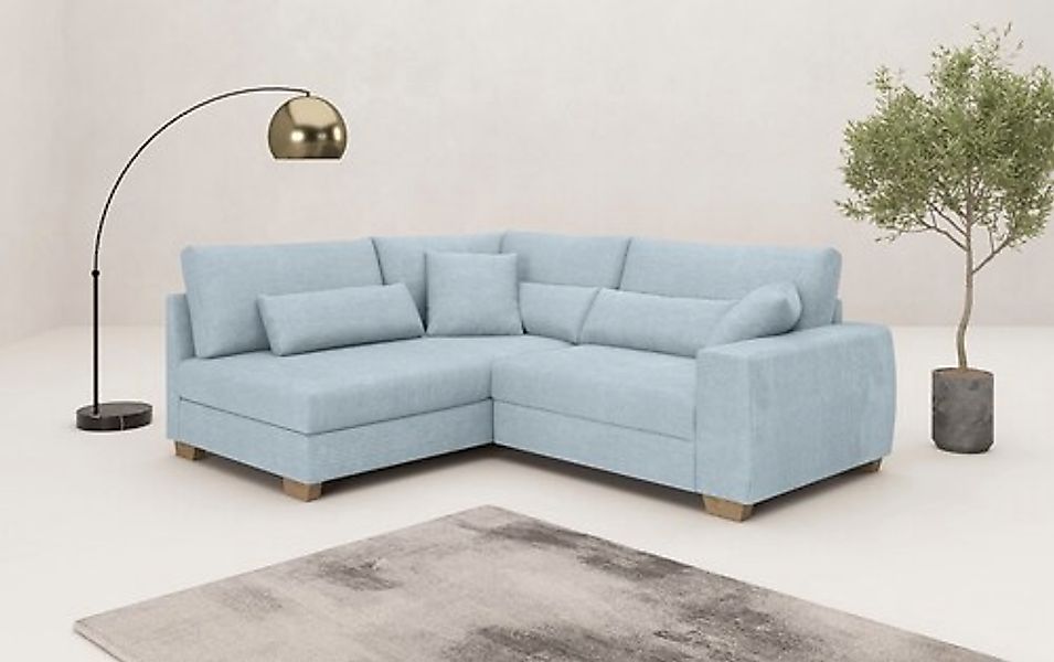 Mr. Couch Ecksofa »Hilla L-Form« Mit Federkern, wahlweise mit Bettfunktion günstig online kaufen
