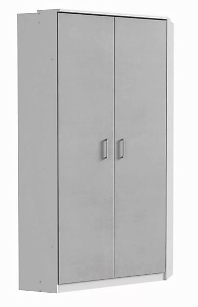 freiraum Eckkleiderschrank Click in weiss / Beton Dekor - 95x198x95 (BxHxT) günstig online kaufen