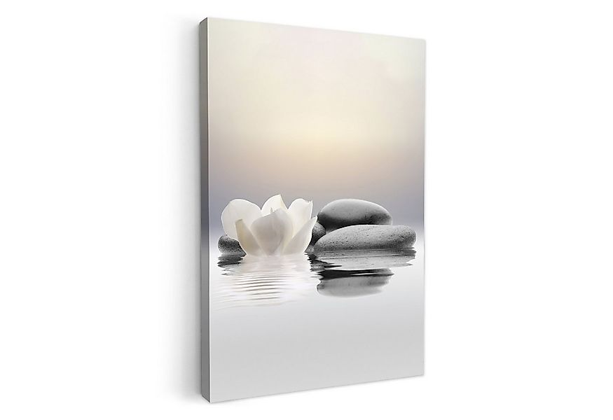 OneMillionCanvasses® Leinwandbild Steine - Lotus - Weiß - Wasser - Zen, Fot günstig online kaufen