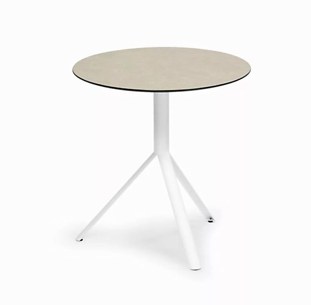 Trio Outdoor Bistrotisch rund Weiß HPL Beige ∅70 cm günstig online kaufen