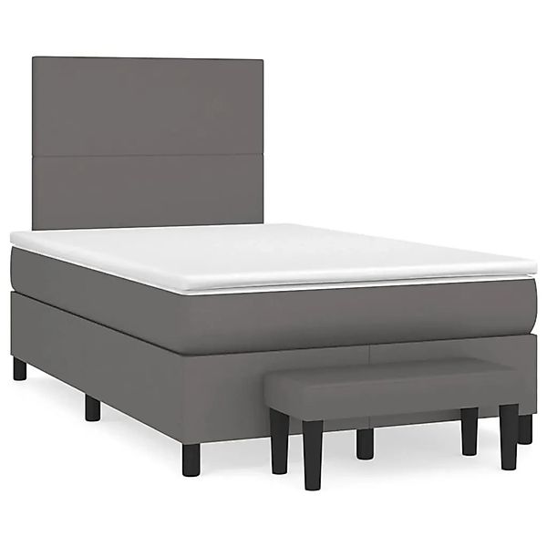 vidaXL Boxspringbett mit Matratze Grau 120x190 cm Kunstleder 3270443 günstig online kaufen