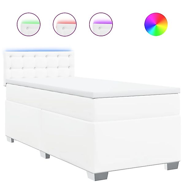 vidaXL Boxspringbett mit Matratze Weiß 100x200 cm Kunstleder 3288409 günstig online kaufen
