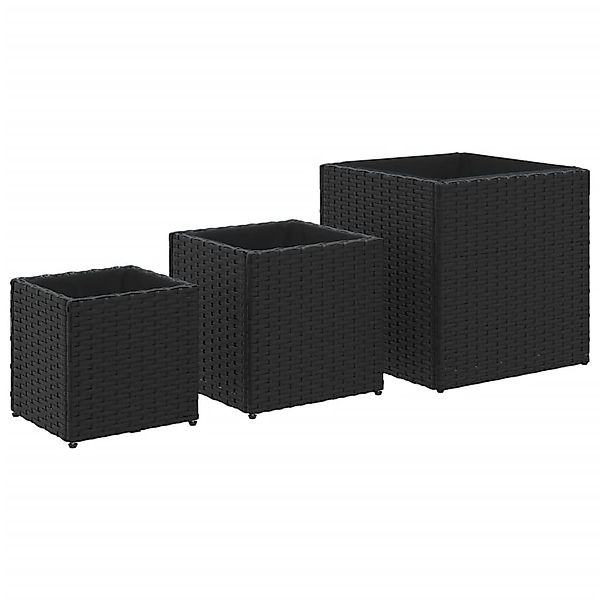 vidaXL Blumentopf Pflanzkübel 3 Stk. Schwarz günstig online kaufen