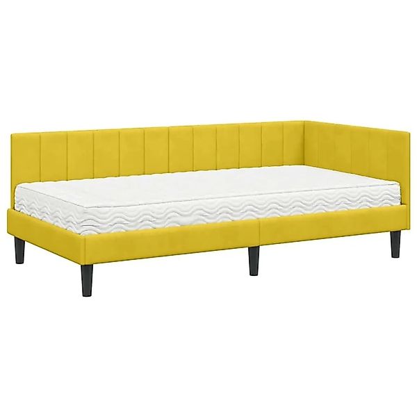 vidaXL Eckbettgestell mit Matratze mit Kopfteil Gelb 90 x 190 cm Samt 33938 günstig online kaufen