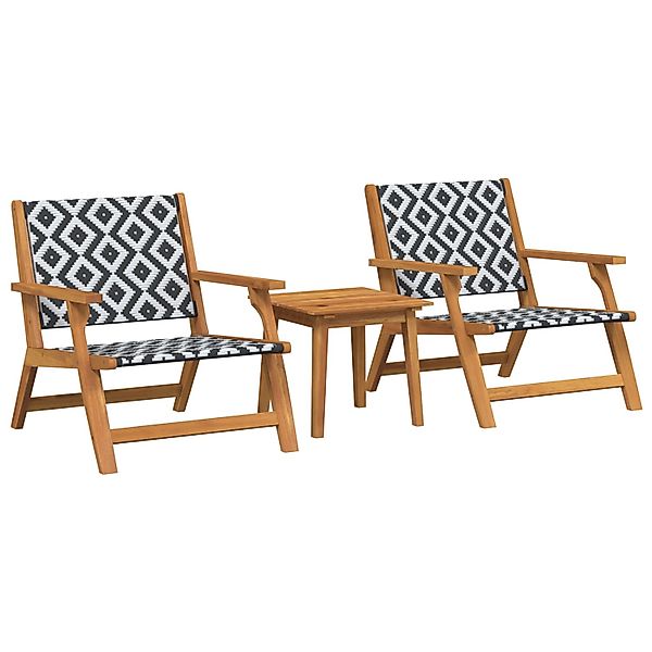 vidaXL Gartenstühle mit Tisch 3 Teile Schwarz und Weiß aus Akazienholz 3214 günstig online kaufen