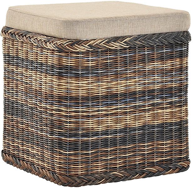 Krines Home Sitztruhe Rattan Wäschekorb Quadratisch Wäschetruhe Sitz gepols günstig online kaufen