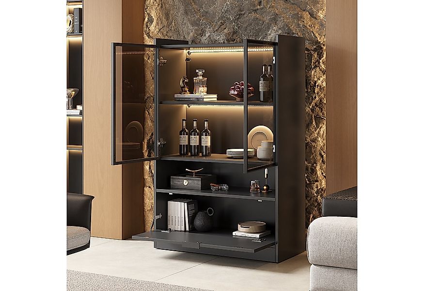 MODFU Vitrine mit LED-Beleuchtung, 16 Farben (Glasvitrine, Standvitrine, Ho günstig online kaufen