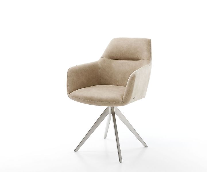 Esszimmerstuhl Pejo-Flex Mikrofaser Beige Vintage Kreuzgestell kantig Edels günstig online kaufen