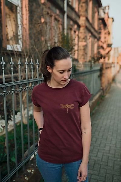 Bio Faires Frauen T-shirt "Goldene Libelle" günstig online kaufen