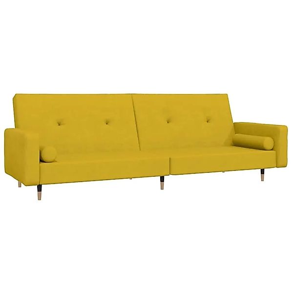 vidaXL Schlafsofa 2-Sitzer mit 2 Kissen Gelb Samt 375753 günstig online kaufen